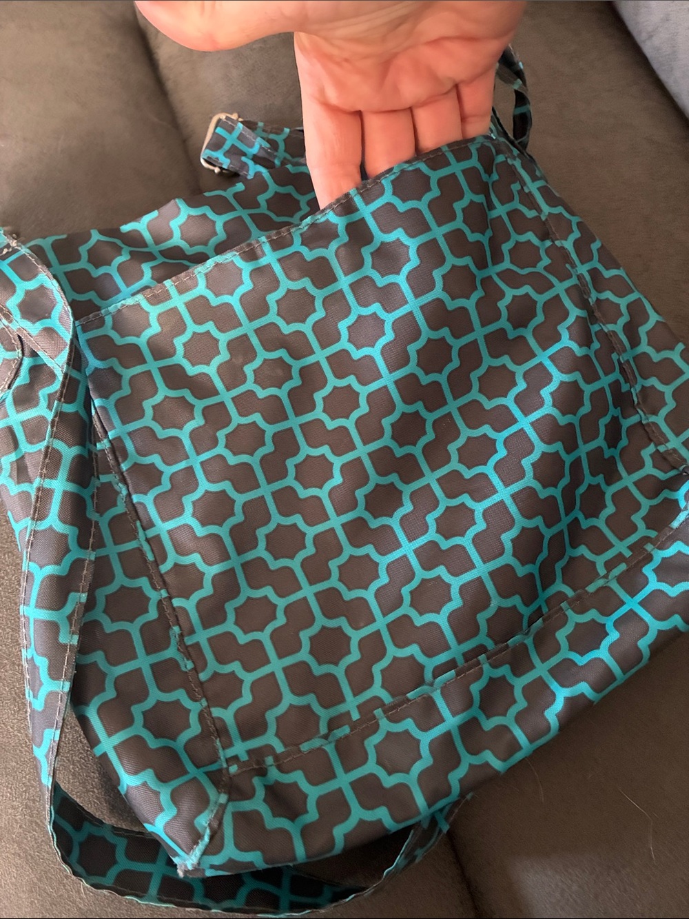 Baggallini Teal and Gray Geometric Crossbody Bag - Picture 5 of 5